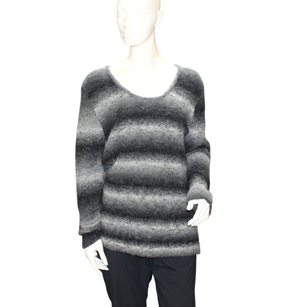 Simply Suzie Women's Striped Long Sleeve‎ Scoop Neck Sweater Size L Y2K